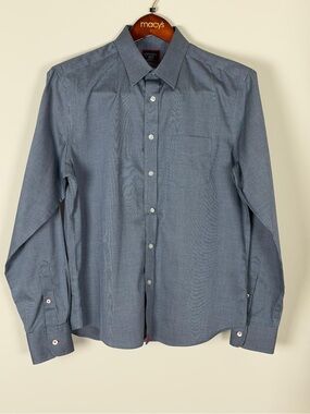 UNTUCKit Men’s Medium Blue Wrinkle Free Cotton Button Down Shirt Casual